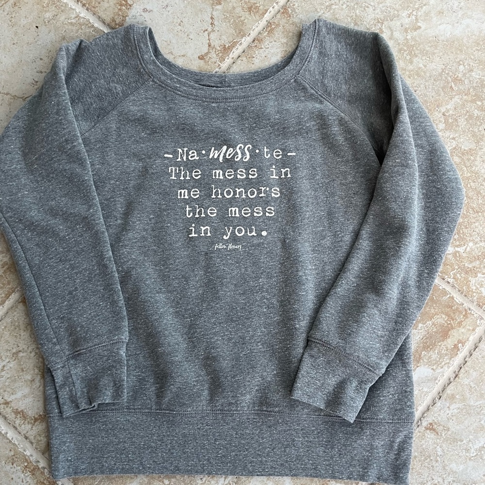 Fellow flowers yoga sweatshirt.  Size Large .  Na.mess.te